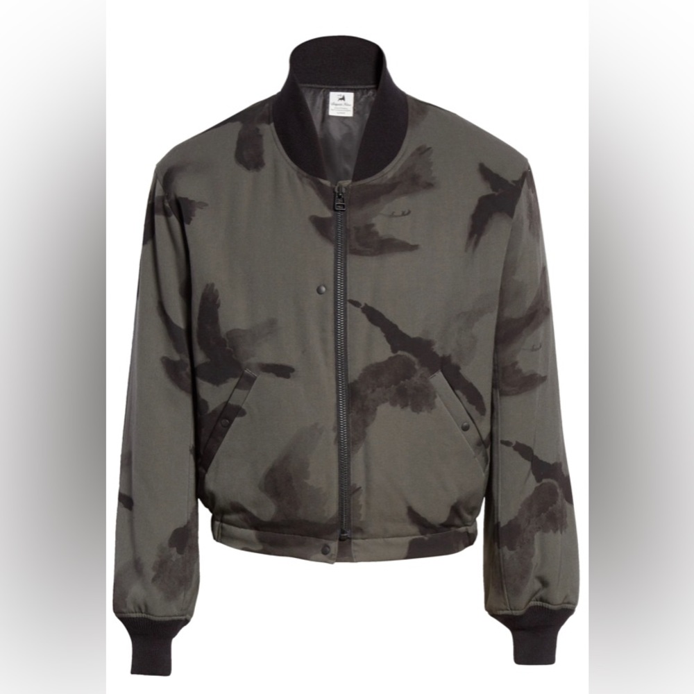 SASQUATCHfabrix. Crow Print Wool Bomber Jacket. Preowned in good condition